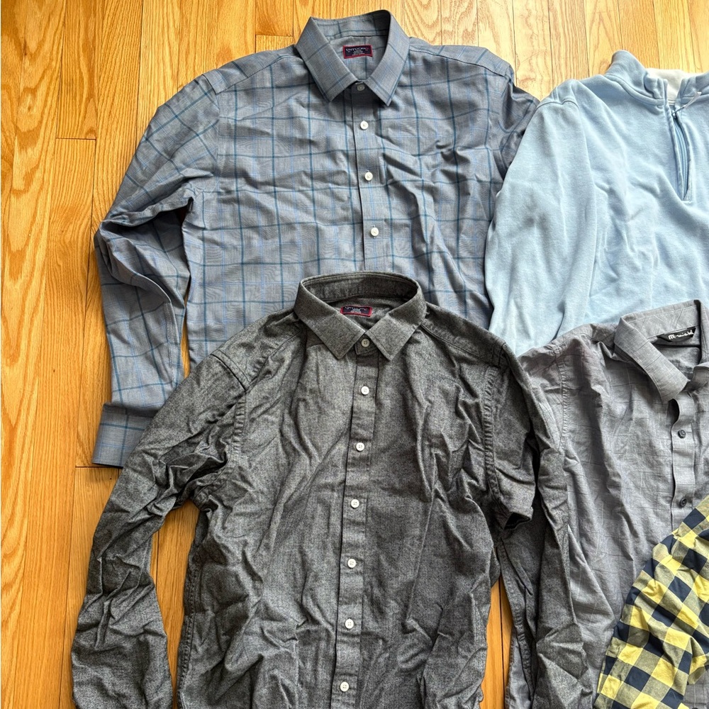 Lot 6 UNTUCKit Travis Mathew Lacoste Johnnie-O Men’s Dress Shirts Large READ - Picture 2 of 4